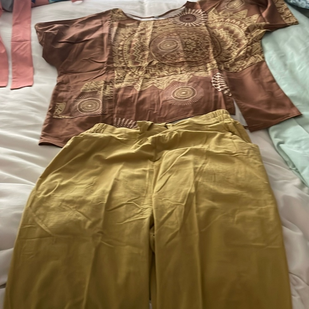 Shirt, mustard, yellow pants
